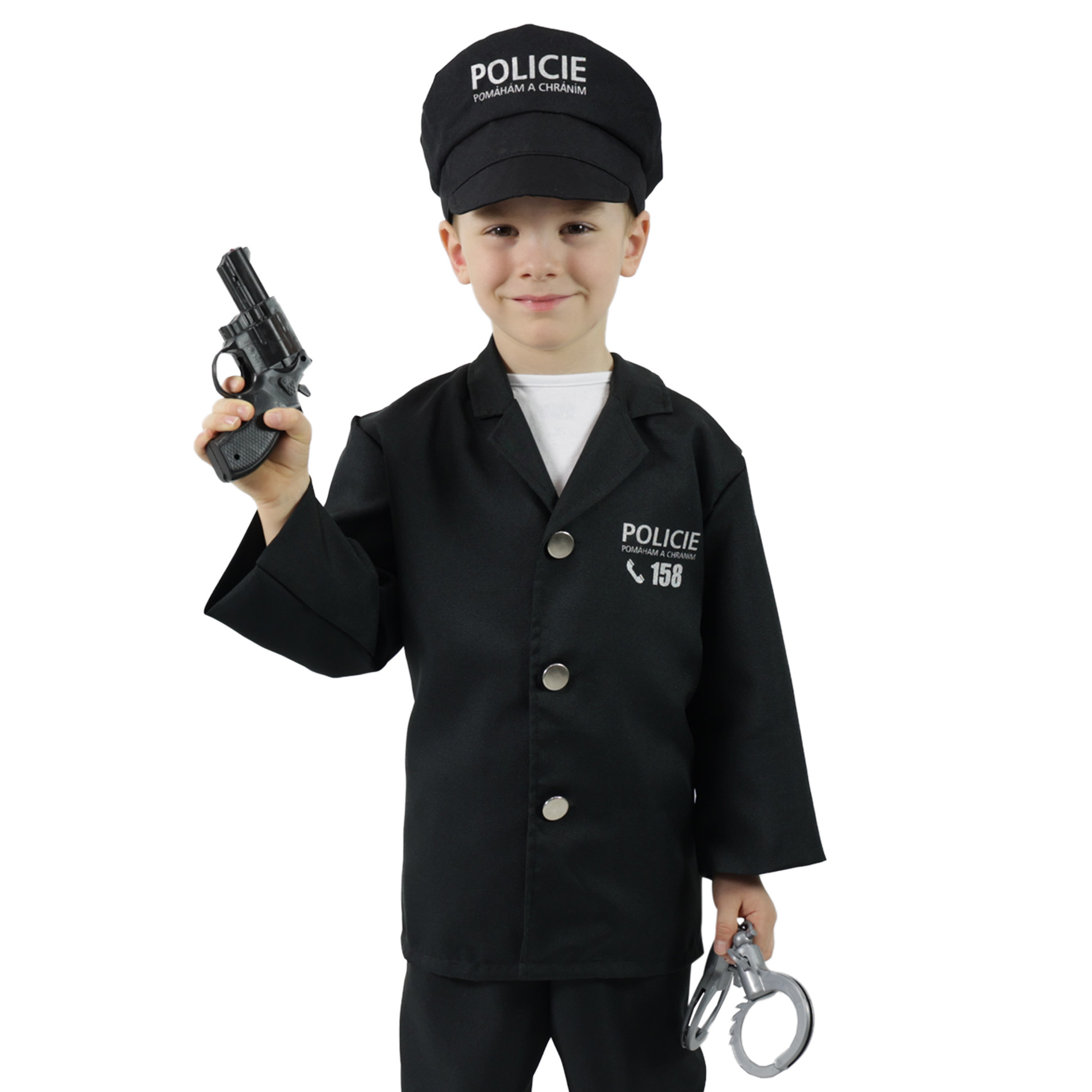 Detský kostým Policajt s čiapkou a českou potlačou (S)