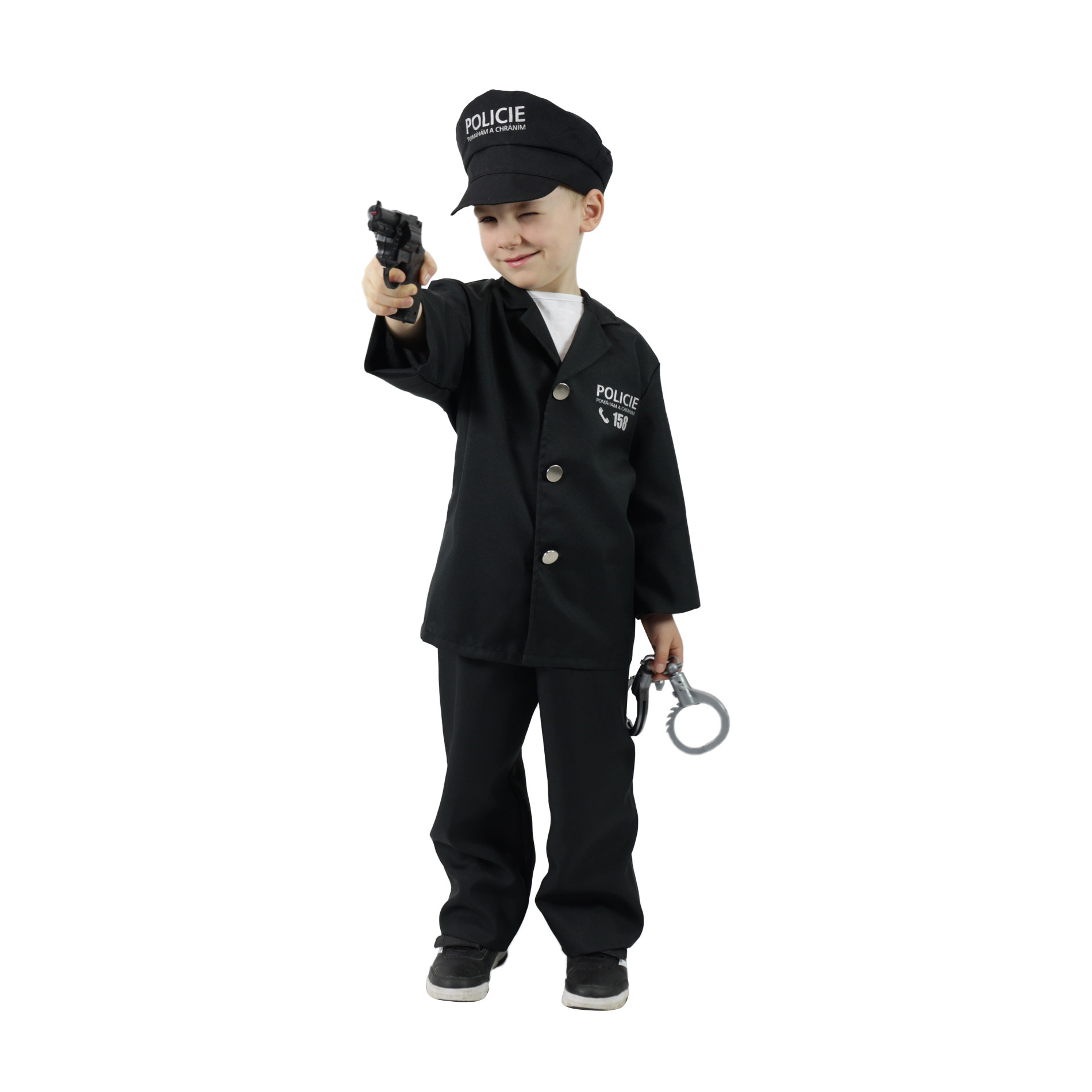 Detský kostým Policajt s čiapkou a českou potlačou (S)