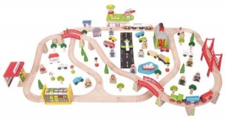 Bigjigs Rail Drevená vláčikodráha Doprava 122 dielov