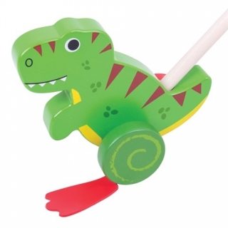 Bigjigs Baby Drevená hračka na tlačenie T-Rex