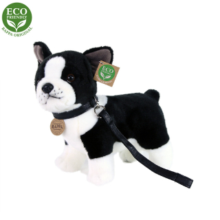 Plyšový pes Francúzsky buldoček s vodítkom, stojaci 23 cm, ECO - Friendly