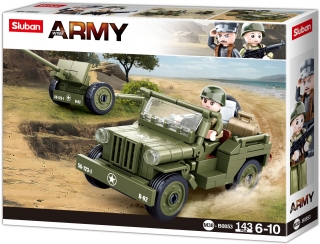 Sluban Army WW2 M38-B0853 Spojenecký džíp a protilietadlové delo