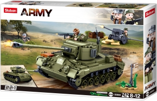 Sluban Army N38-B0860 Stredný tank 2v1 a protilietadlové delo