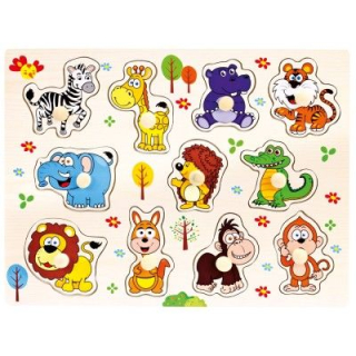 Bino drevené vkladacie puzzle Safari 11 dielikov
