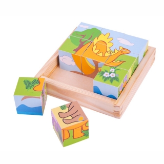 Bigjigs Toys Drevené obrázkové kocky Dinosaury